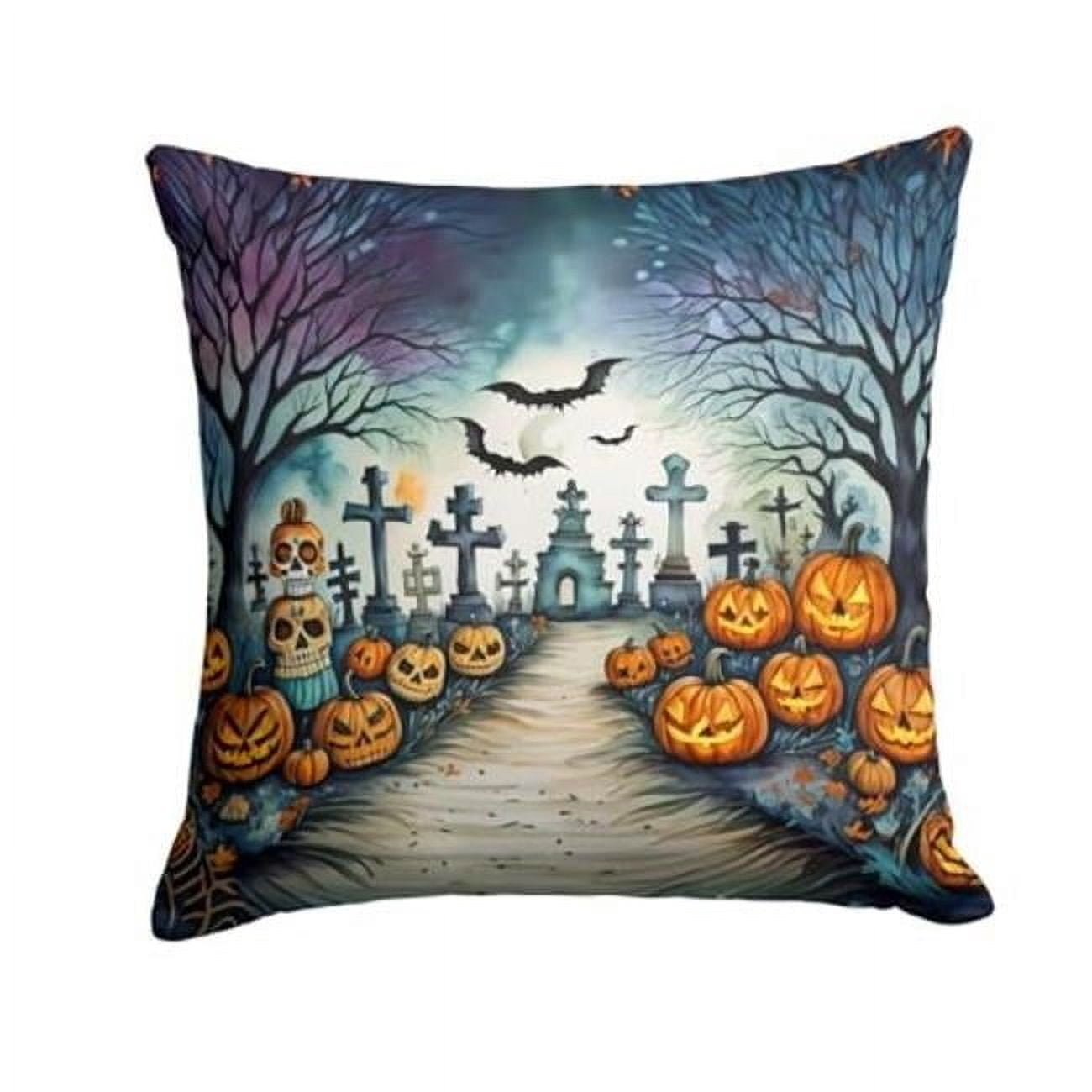 Day of the Dead Spooky Halloween Fabric Decorative Pillow 18 in x 18 in