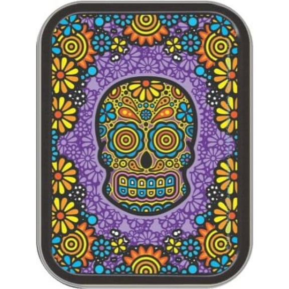 Day of the Dead Stash Tin Storage Container 4.37" L x 3.5" W x 1" H