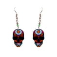 thumbnail image 1 of Day of the Dead Sugar Skull Holiday Graphic Dangle Earrings - Womens Fashion Handmade Jewelry Themed Accessories, 1 of 1