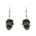 thumbnail image 1 of Day of the Dead Sugar Skull Holiday Graphic Dangle Earrings - Womens Fashion Handmade Jewelry Themed Accessories, 1 of 2
