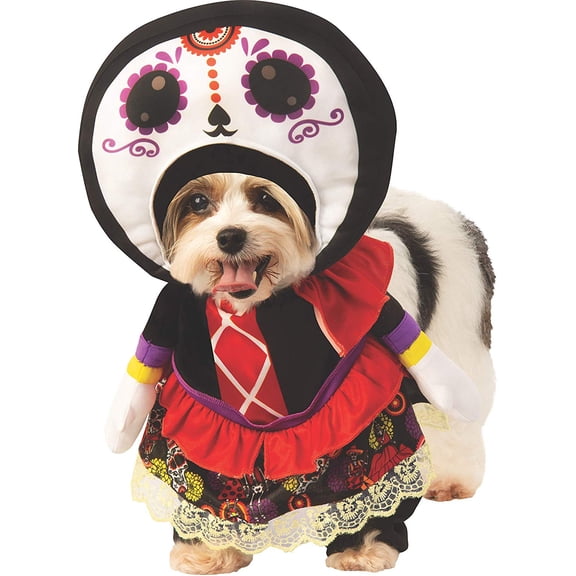 Day of the Dead Sugar Skull Lady Female Pet Animal Halloween Costume-XL
