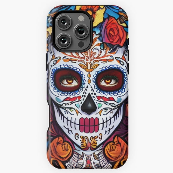 Day of the Dead Sugar Skull Skeleton Art iPhone 11 12 13 14 15 16 17 Pro Max Case