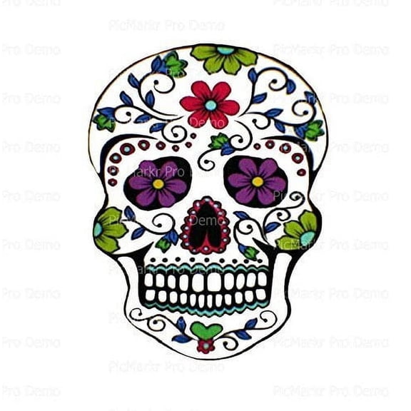 Day of the Dead Sugar Skull Edible Icing Image Cake Topper, by Tnct.