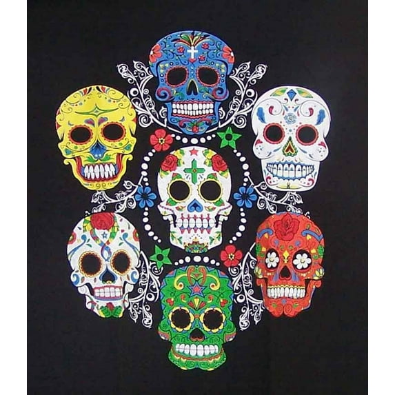 Day of the Dead T-Shirt Mexican T-Shirt US Screen Printed - Men's Size: Large - Uni-Sex Style -- FREE USA Shipping -- (MxTs110-L)