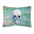 thumbnail image 1 of Day of the Dead Teal Skull Canvas Fabric Decorative Pillow, 1 of 3