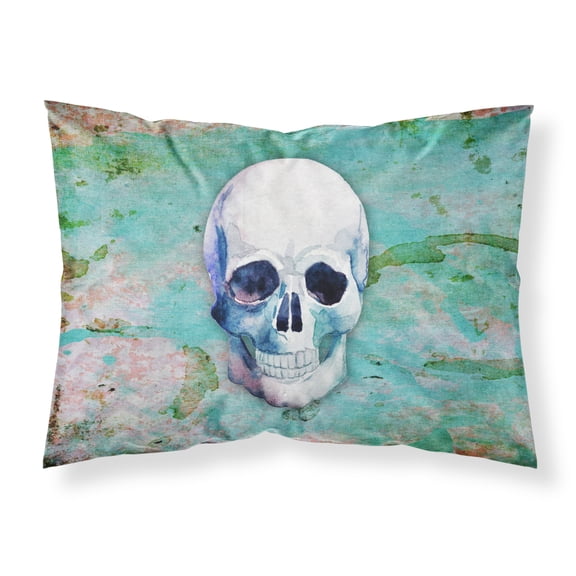 Day of the Dead Teal Skull Fabric Standard Pillowcase