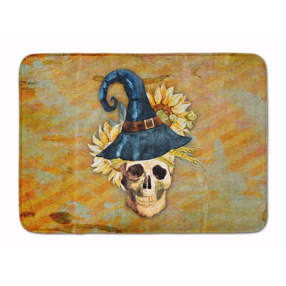 Day of the Dead Witch Skull Machine Washable Memory Foam Mat