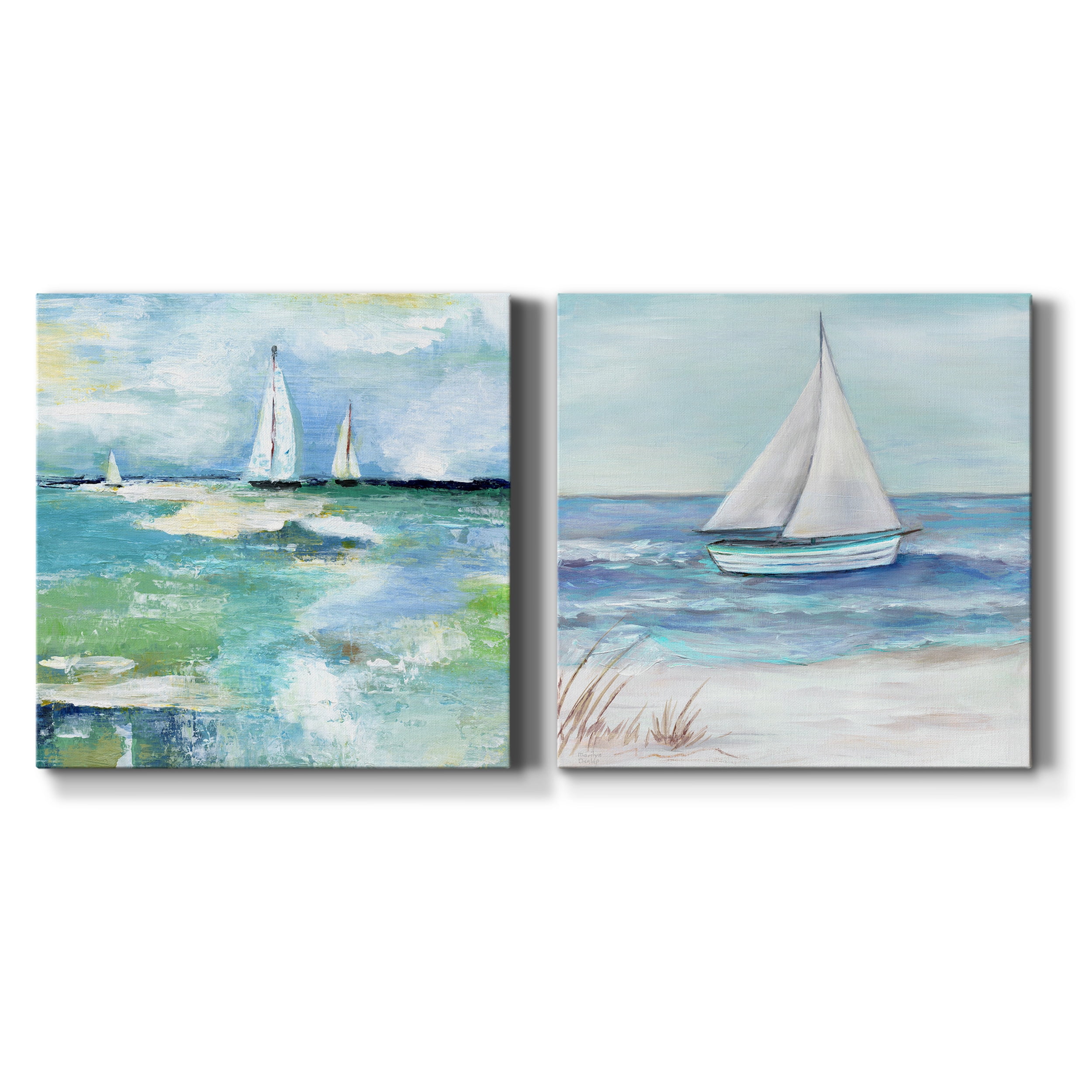 Day on the Lake - Premium Gallery Wrapped Canvas - Ready to Hang Set of 2 - 40 x 40 Each