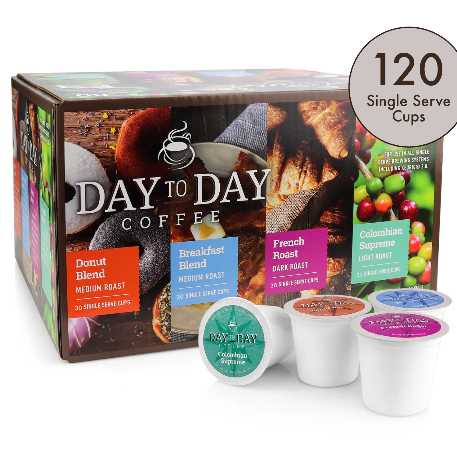 Day to Day Variety Pack K-cups, 120ct (Roast Type: Medium, Assorted Flavors)