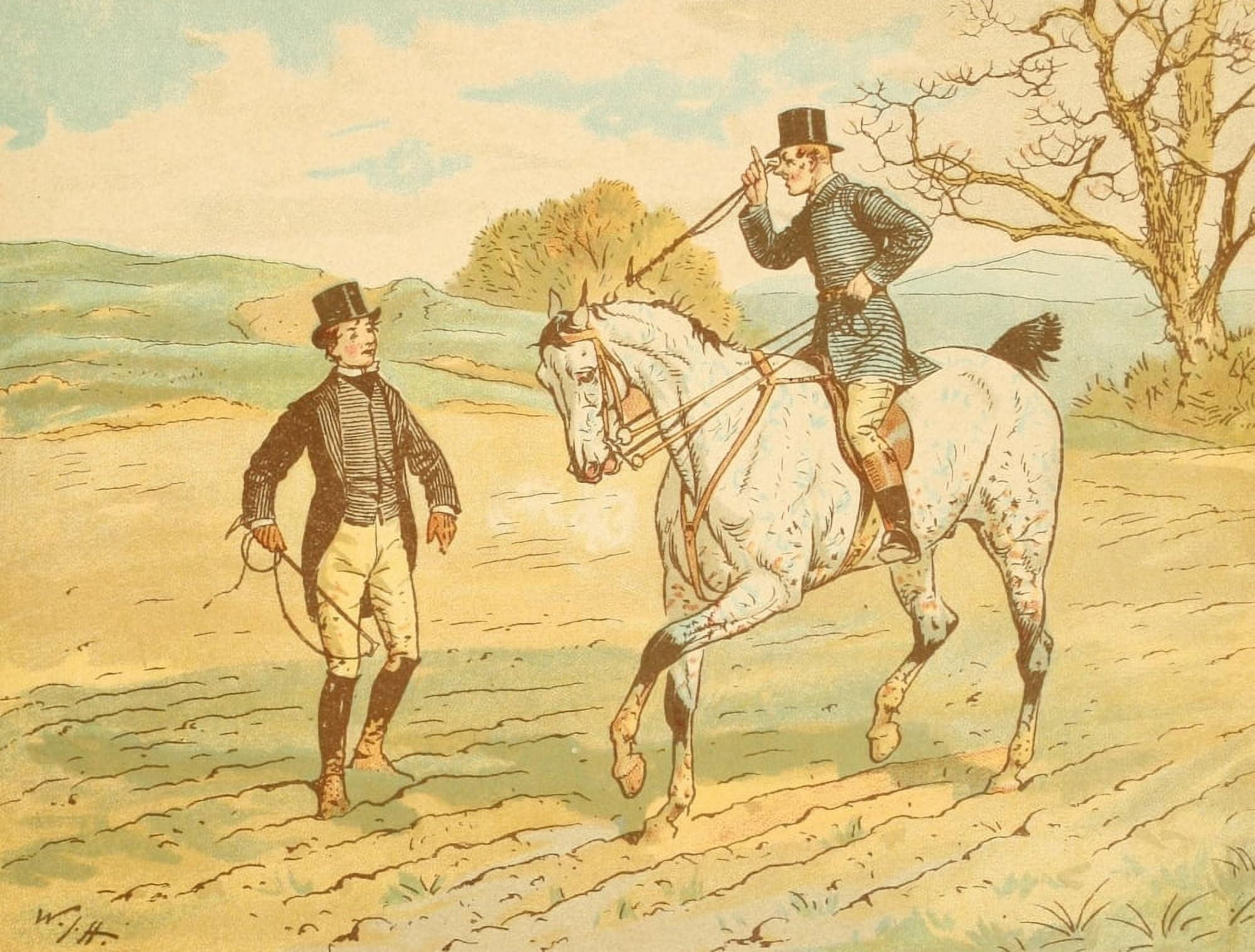 Day with the Harriers 1885 Byngs groom Canvas Art - WJ Hodgson (24 x 36)