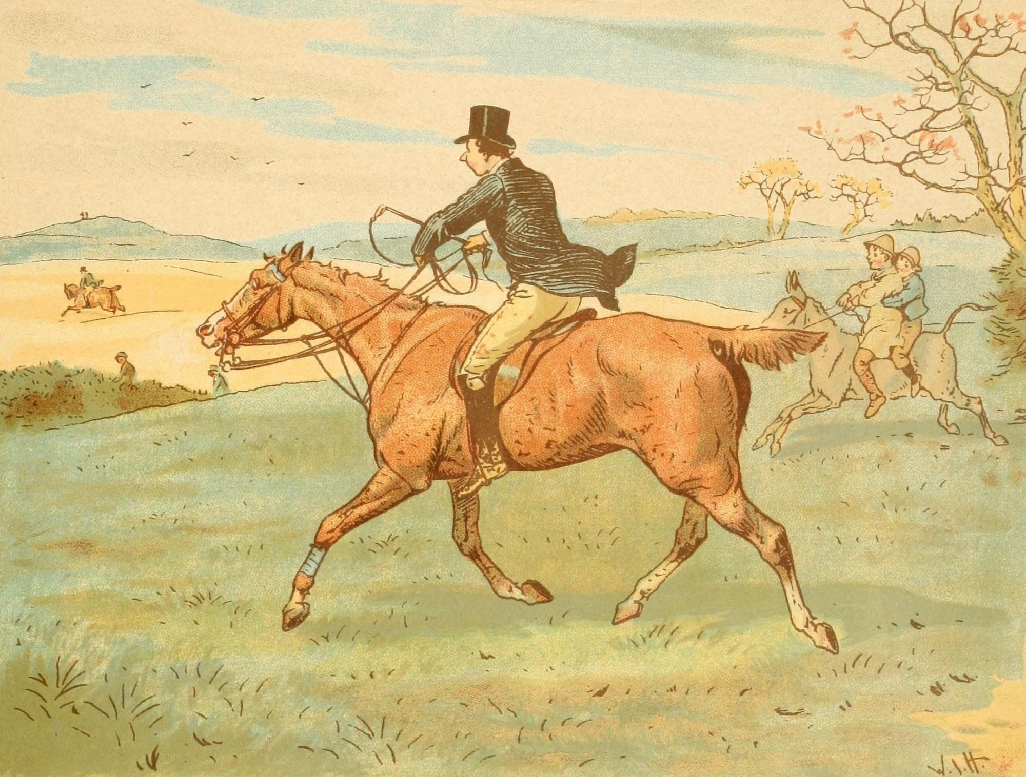 Day with the Harriers 1885 My horse is getting tired Canvas Art - WJ Hodgson (18 x 24)