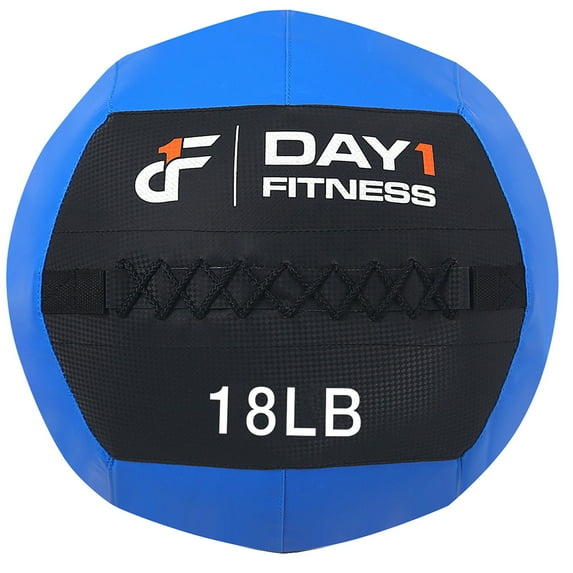 Day1Fitness Blue Soft Wall Medicine Ball 18 Pounds