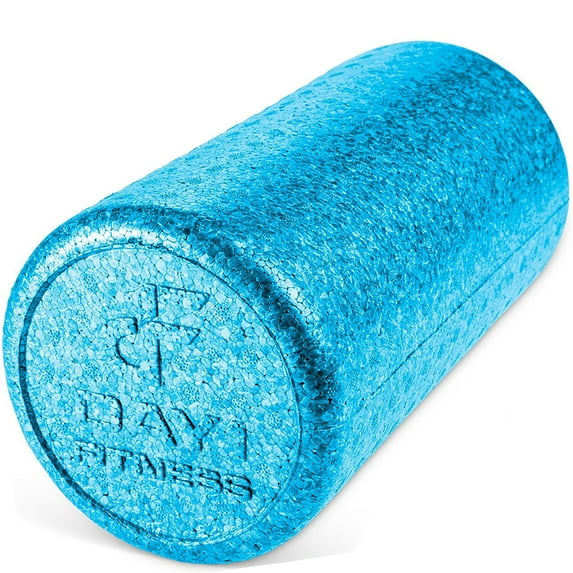 Day1Fitness High Density Muscle Foam Rollers – Solid Blue, 12 In.