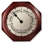 DayClocks Classic Day-of-the-Week Wall Clock with 10" Mahogany Wood Frame
