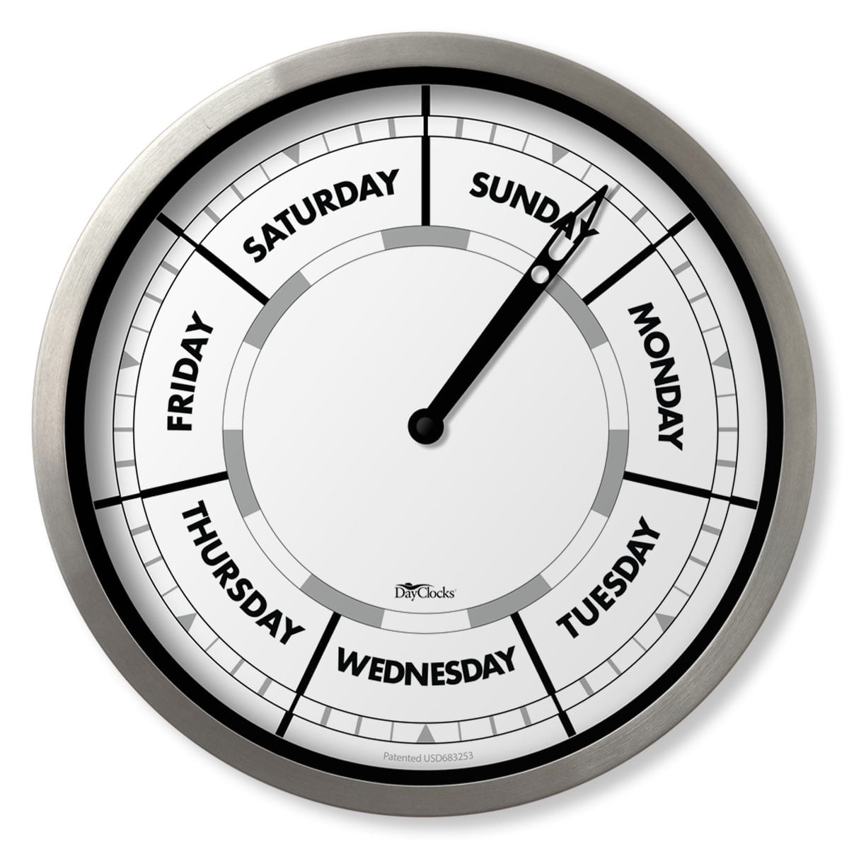 DayClocks Day-of-the-Week Wall Clock with 10" Aluminum Frame