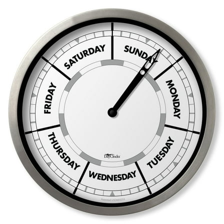 DayClocks Day-of-the-Week Wall Clock with 10" Aluminum Frame