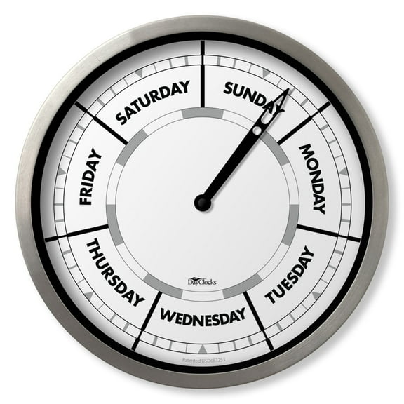 DayClocks Day-of-the-Week Wall Clock with 10" Aluminum Frame