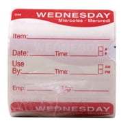 DayMark IT110053 DayMark DissolveMark Day of the Week 2" x 2" Dissolvable Label, Item/Date/Use, Red Pack of 250