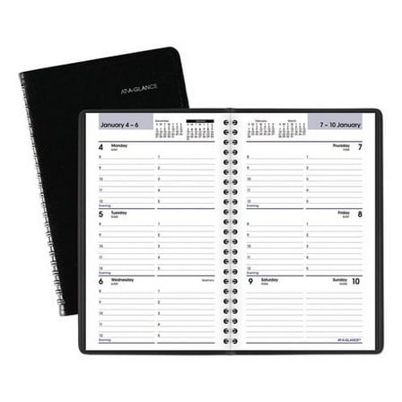 DayMinder Block Format Weekly Appointment Book, 8.5 x 5.5, Black Cover, 12-Month (Jan to Dec): 2026 | Bundle of 5