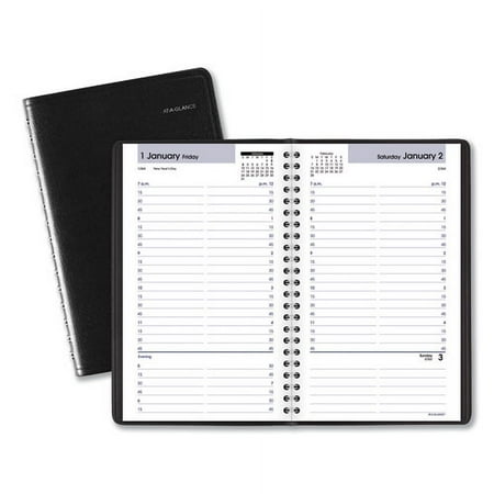 DayMinder Daily Appointment Book, 8.5 x 5.5, Black Cover, 12-Month (Jan to Dec): 2024 | Bundle of 2 Each