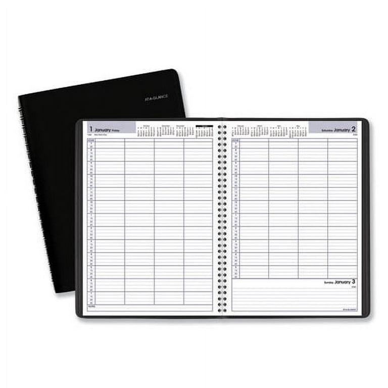 Four-Person Group Daily Appointment Book, 11 x 8, Black Cover, 12-Month (Jan to Dec): 2024