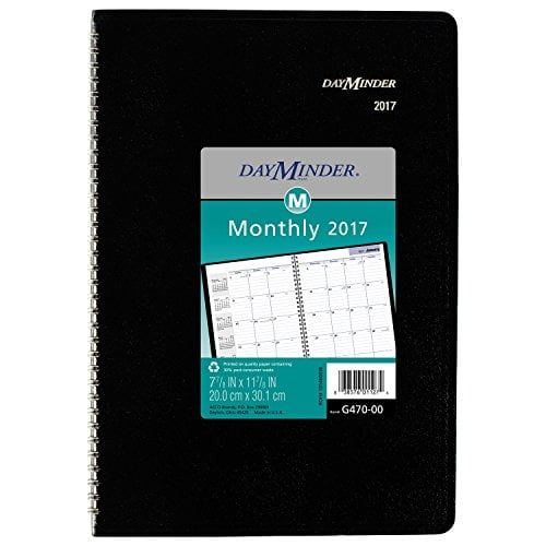 DayMinder Monthly Planner 2017 - Wirebound, 7-7/8" X 11-7/8", Simulated Leather, 14-Month (Dec-Jan)