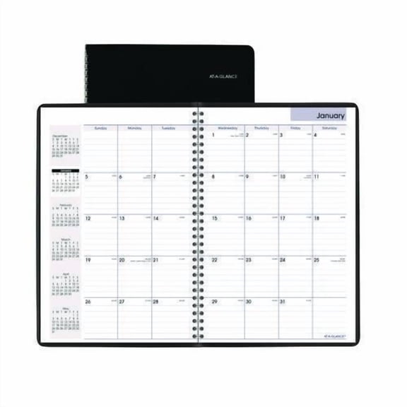 DayMinder Monthly Planner, Ruled Blocks, 12 x 8, Black Cover, 14-Month: Dec 2025 to Jan 2027 | Bundle of 5