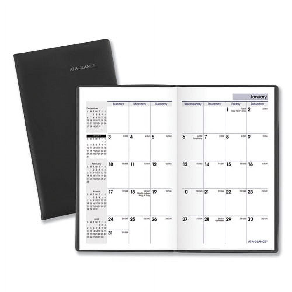 DayMinder PocketSized Monthly Planner, Unruled Blocks, 6 x 3.5, Black