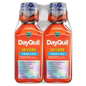 Vicks DayQuil SEVERE Cold & Flu, Over-the-Counter Medicine, 2x12 fl oz
