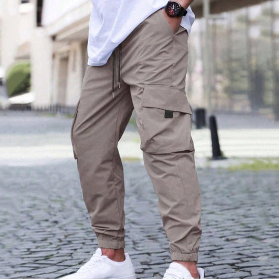 DayScoop Casual Pants for Men Fashion Bottoms Summer Style Cargo Loose Drawstring Pockets Outdoors Exercise Trousers