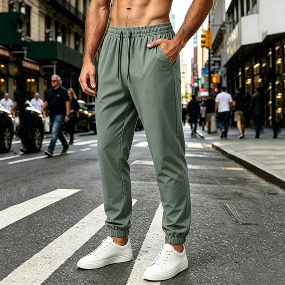 DayScoop Casual Pants for Men Summer Trousers Big & Tall Fashion Loose Mesh Fast-drying Cool All-match Leg Full Length Pants Plus Size