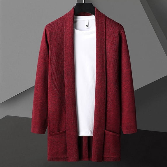 DayScoop Casual Sweater for Men Long Sleeve Cardigan Big & Tall Solid Color Fashion Turndown Collar Button Tops Plus Size
