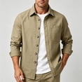 thumbnail image 1 of DayScoop Fall Shirt for Men Fashion Shirt Big & Tall Casual Long Sleeve Solid Color Leisure Thin Tooling Lapel Pocket Button Opening Closing Outdoor Tops Plus Size, 1 of 5