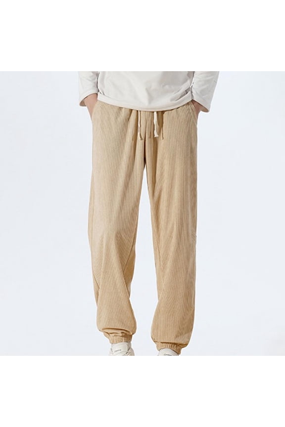 Fashion Pants for Men Casual Trousers Summer Solid Color Tight Waist Drawstring Button Sports Full Length Pants