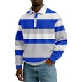 thumbnail image 1 of DayScoop Fashion T-shirt for Men Long Sleeve T Shirt Summer Solid Color Casual Vintage Print Button Turndown Collar Tops Tees, 1 of 5