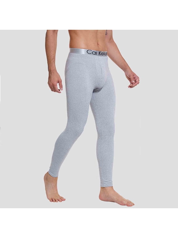 Mans Multi Pack Waistband Thermal Long Johns, Stretch Knit Thermal Under Pants with Front Fly, Warm Base Layer Bottoms, Assorted Solid Color Set, Snug Fit