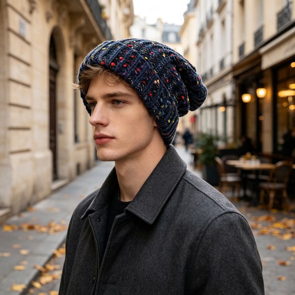 DayScoop Mans Slouchy Knit Beanie Hat, Thick Cable Knit Slouch Winter Cap, Soft Loose Fit Skull Hat, Daily Street Wear, Outdoor Walking, Cold Season Casual Outfit, Multi Color Selection