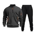 thumbnail image 1 of DayScoop Men Casual Pullover Hooded Sports Solid Long Sleeve Trousers Two-Piece Elastic Waist Tracksuit, 1 of 3