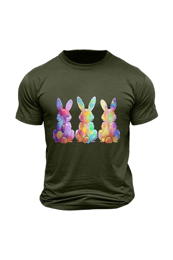 Men's Casual T-shirt Short Sleeve T-shirts Summer Fashion Easter Print Crew-neck Breathable Top Shirt