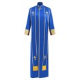 thumbnail image 1 of DayScoop Men's Halloween Black Pastor Robe with Gold Trim Cross Pattern Religious Priest Cosplay Outfit for Theme Costume Party, 1 of 4