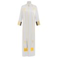 thumbnail image 1 of DayScoop Men's Halloween Black Pastor Robe with Gold Trim Cross Pattern Religious Priest Cosplay Outfit for Theme Costume Party, 1 of 4