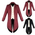 thumbnail image 1 of DayScoop Men's Halloween Burgundy Jacquard Tailcoat with White Faux Vest Retro Court Dance Cosplay Outfit for Themed Party Dress Up, 1 of 6