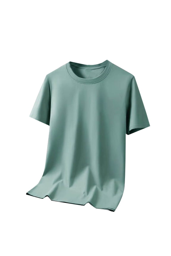 Men's Round Neck T-Shirt, Men Oversized Loose Fit Solid Color Half Sleeve Vintage Short Sleeve Breathable Tops