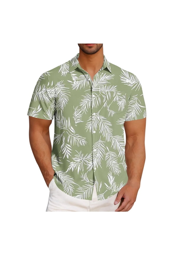 Men's Short Sleeve Shirts Button Down Shirt Floral Hawaiian Summer Beach Turndown Collar Tropical Tees Top