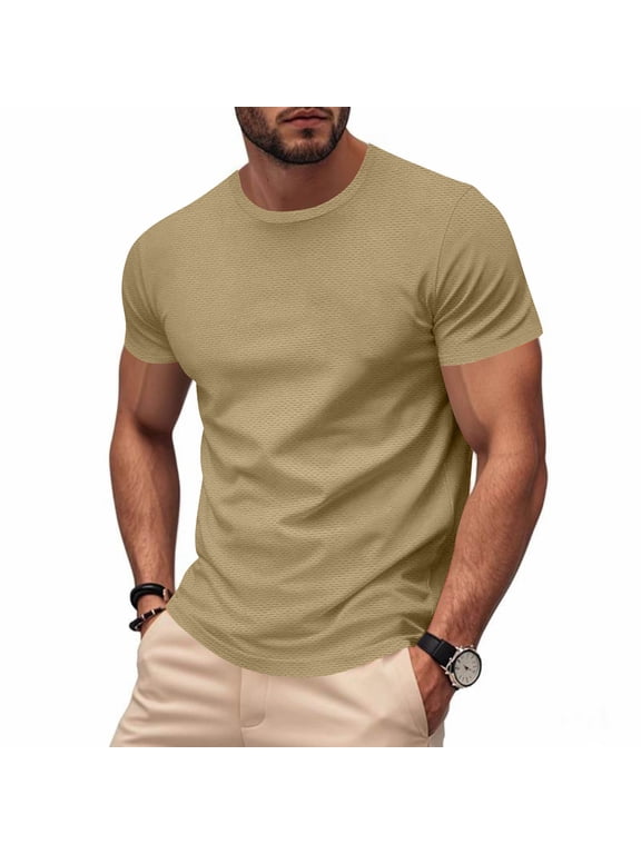 Men's Solid Color Crew Neck Short Sleeve Top, Soft Stretch Basic T Shirt, Multiple Colors S-5XL Plus Size Casual Summer Daily Wear Tee for Men