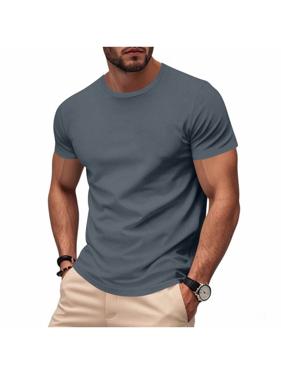 Men's Solid Color Crew Neck Short Sleeve Top, Soft Stretch Basic T Shirt, Multiple Colors S-5XL Plus Size Casual Summer Daily Wear Tee for Men