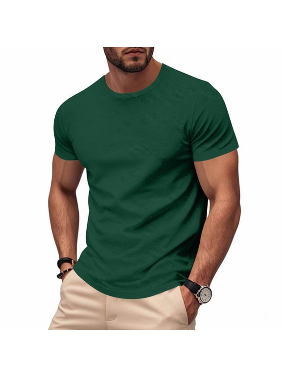 Men's Solid Color Crew Neck Short Sleeve Top, Soft Stretch Basic T Shirt, Multiple Colors S-5XL Plus Size Casual Summer Daily Wear Tee for Men