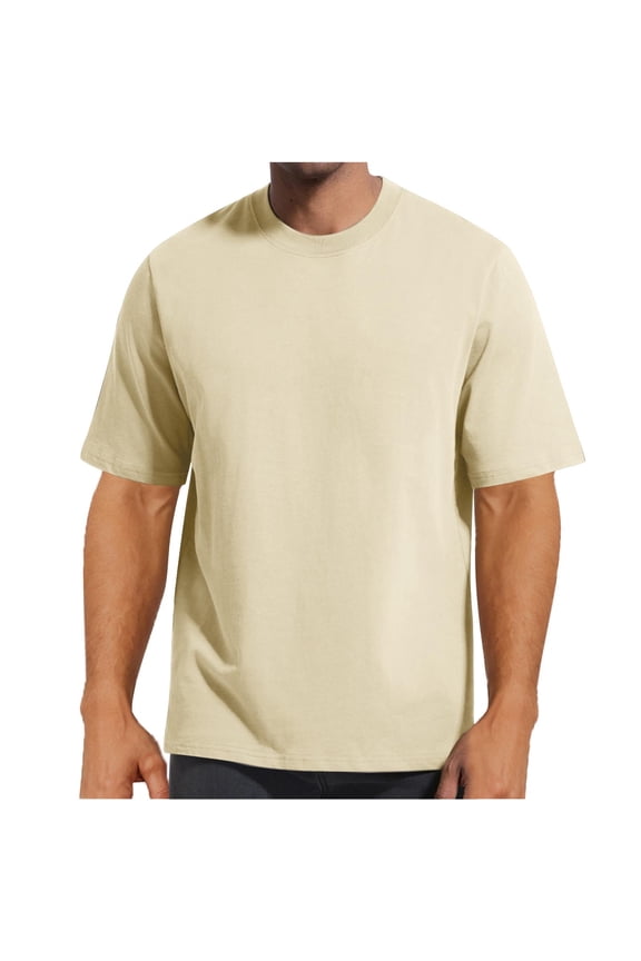 Men's T-Shirt Casual Solid Color Crew Neck Tee Big & Tall Short Sleeve Summer Fashion Regular Comfy Tops Plus Size
