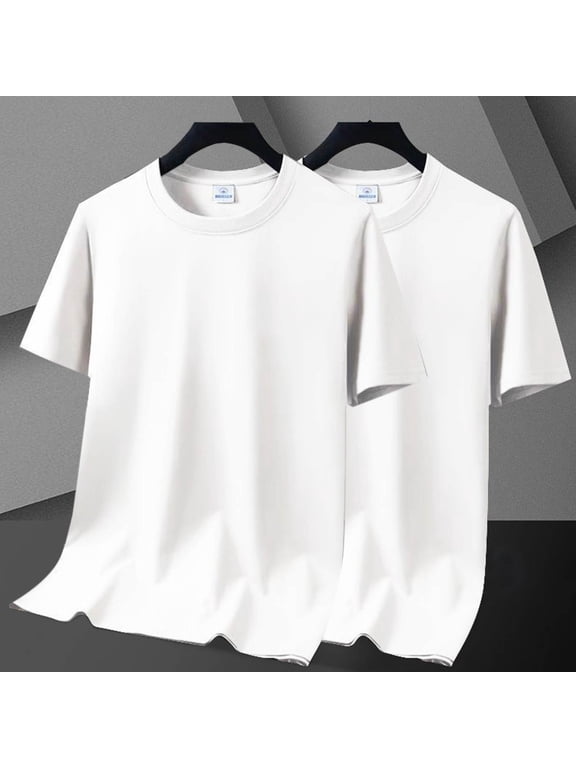Men's Short Sleeve T-Shirt Regular Fit Basic Crew Neck Solid Color Summer Ice Silk Cooling Casual Tops Tees