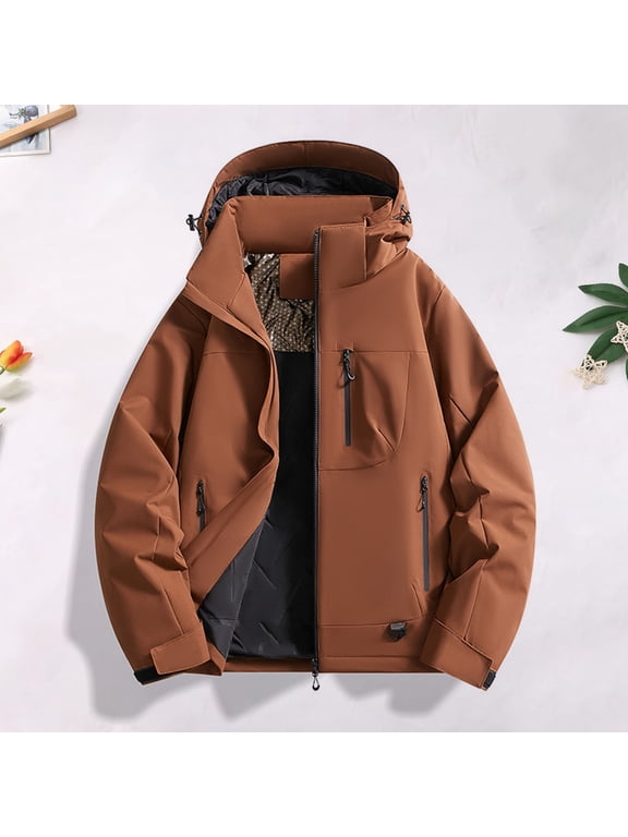 Mens Big & Tall Jacket Casual Jacket Long Sleeve Fall Winter Fashion Solid Color Hooded Zipper Pocket Stormtrooper Tops Plus Size